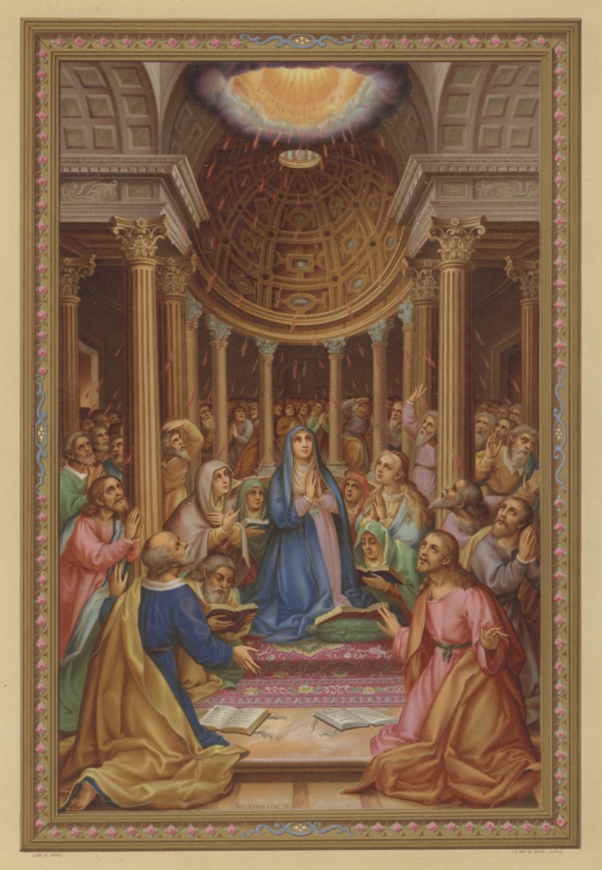 Zesłanie Ducha Świętego (chromolitho) autorstwa French School
