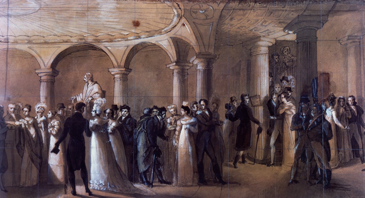 Perystyl w Theatre-Francais w Paryżu, ok. 1822 (kolor lito) autorstwa French School