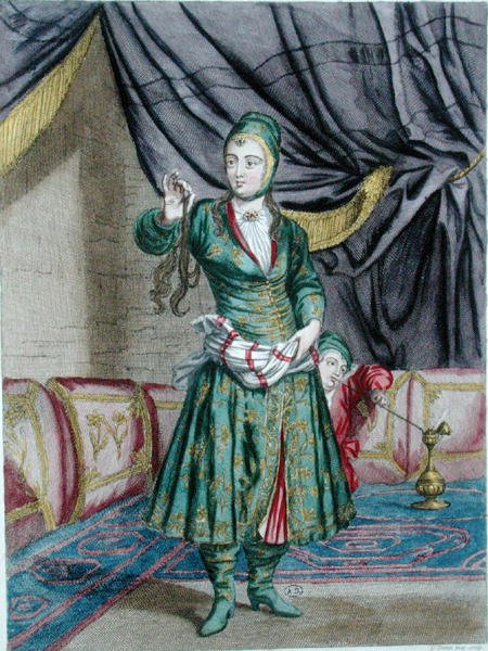 Kobieta perska, ze „Zbioru grafik o strojach Lewantu”, sztychowana przez Gerarda Jeana Baptiste Scotina (1671-1716) autorstwa French School