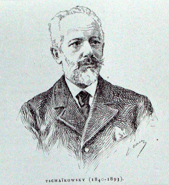 Petr Ilitch Czajkowski (1840-93), ilustracja z „Historii muzyki w Rosji” Alberta Soubiesa, wydanej w Paryżu autorstwa French School