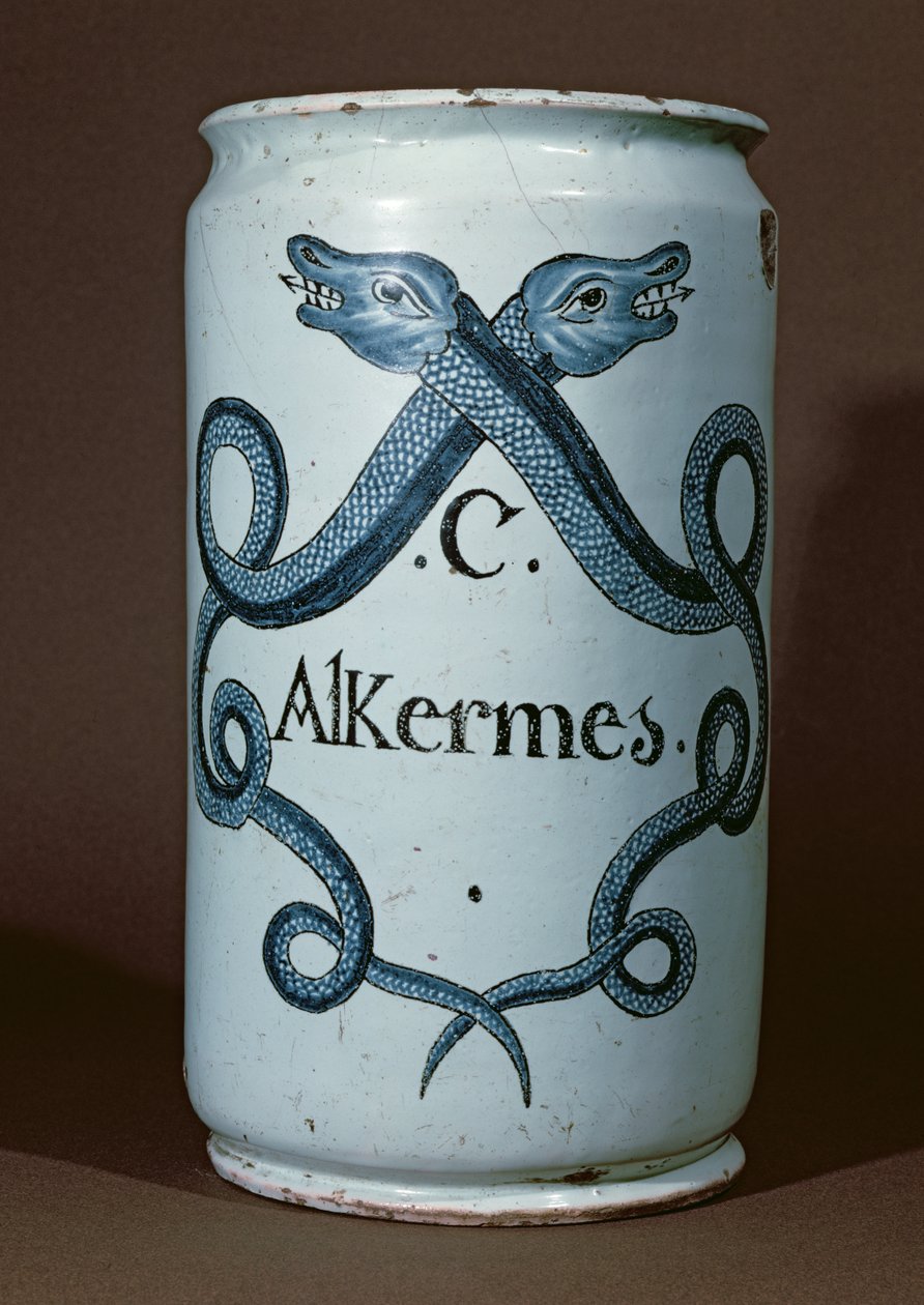 Słoik farmaceutyczny na alkerny, z Rouen, ok. 1770 (ceramika) autorstwa French School