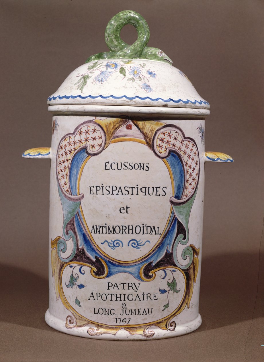 Słoik farmaceutyczny z apteki Patry w Longjumeau, 1767 (ceramika) autorstwa French School