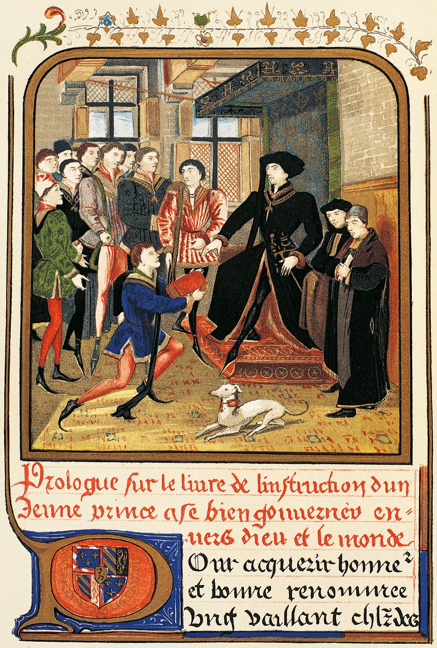 Philip Good (1396-1467) pod baldachimem, akwaforta z Instrukcji jeune prince, zawartej w Słowniku mebli i dekoracji, Henry Havard, tom II autorstwa French School