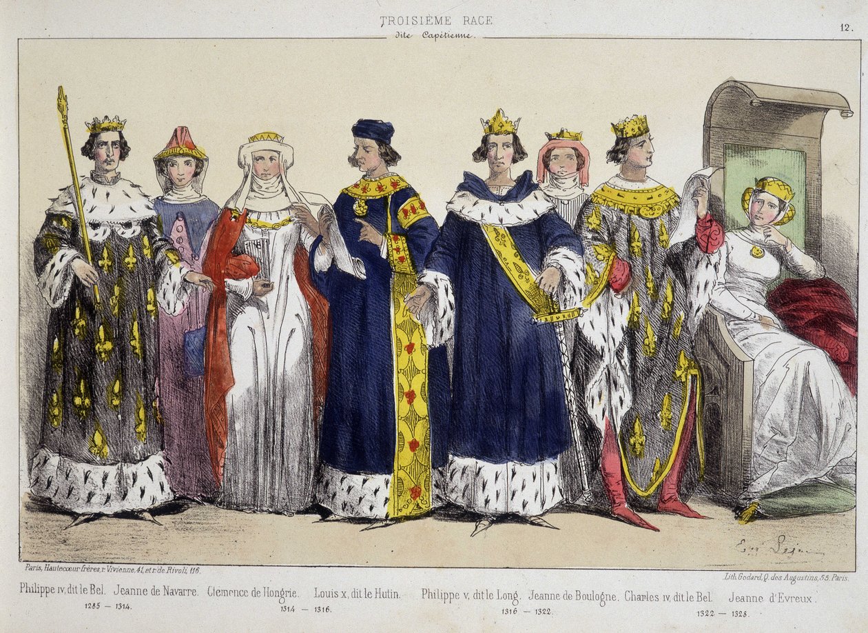Filip IV Bel, Jeanne de Navarre, Clemence of Hungary, Ludwik X Le Hutin, Filip V Long, Jeanne de Boulogne, Charles IV the Bel, Jeanne d