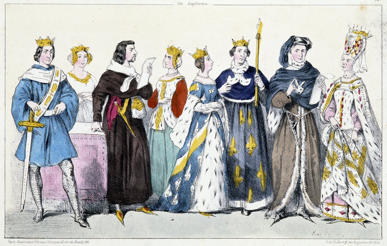 Filip VI Walezyjski, Joanna Burgundzka, Jan II Dobry, Joanna Boulogne, Joanna Burbon, Karol V Mądry, Karol VI, Izabela (Isabella, Elżbieta) Bawarska (1371-1435) autorstwa French School