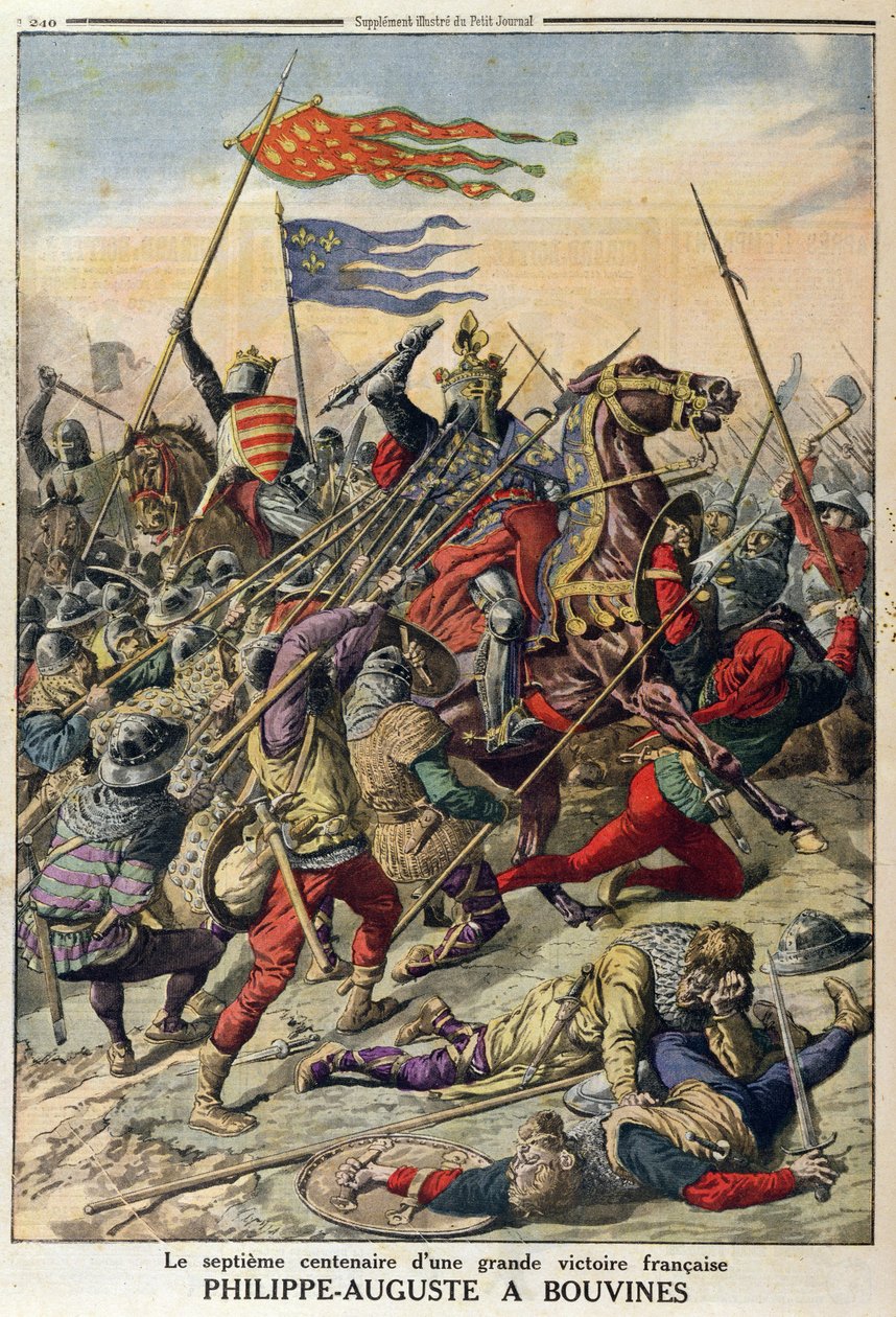 Philippe-Auguste (1165-1223) w Bouvines, ilustracja z Le Petit Journal, 27 lipca 1914 autorstwa French School