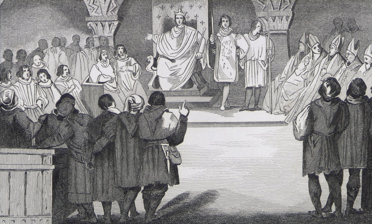 Philippe IV (1268-1314) le Bel ponownie jednoczy Stany Generalne w Luwrze, z „Histoire de France” Colarta, opublikowanej ok. 1840 r. autorstwa French School