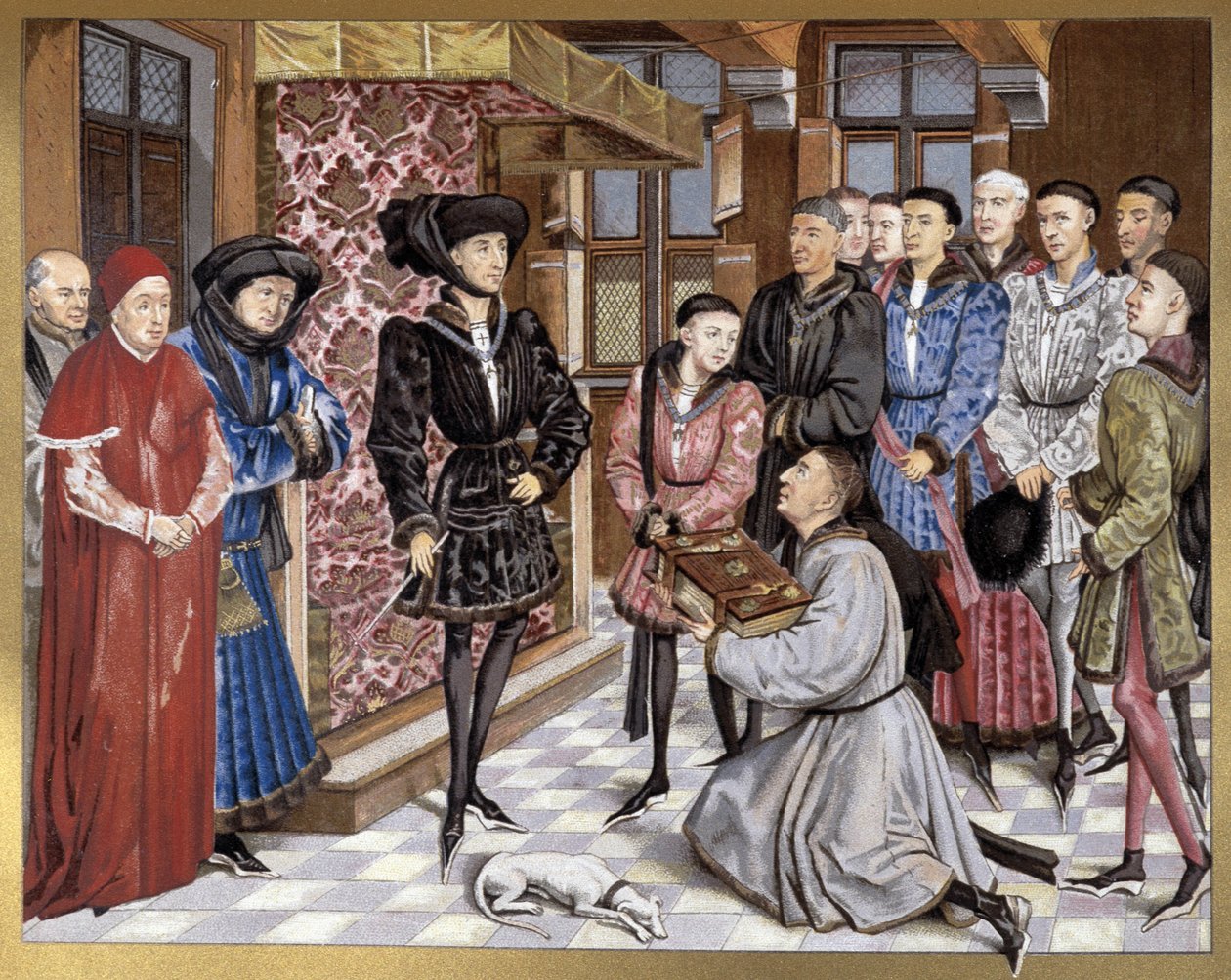 Philippe Le Bon i Karol Śmiały podczas dedykacji książki autorstwa French School