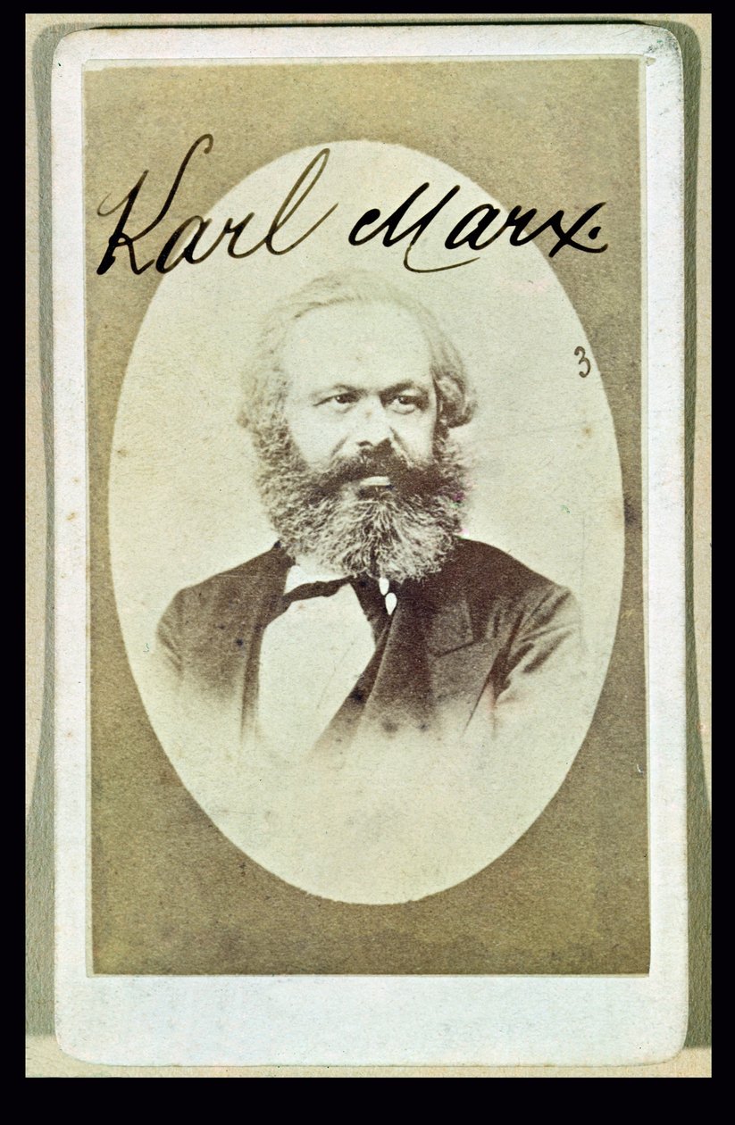 Wizytówka fotograficzna Karola Marksa (1818-93) z jego podpisem autorstwa French School