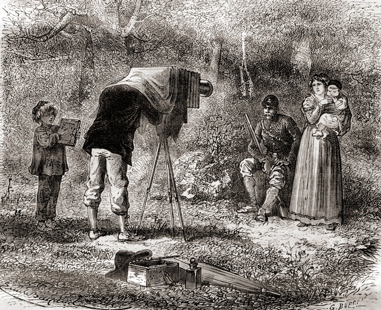 Fotografia w XIX wieku, z Les Merveilles de la Science, wydana ok. 1870 (rycina) autorstwa French School