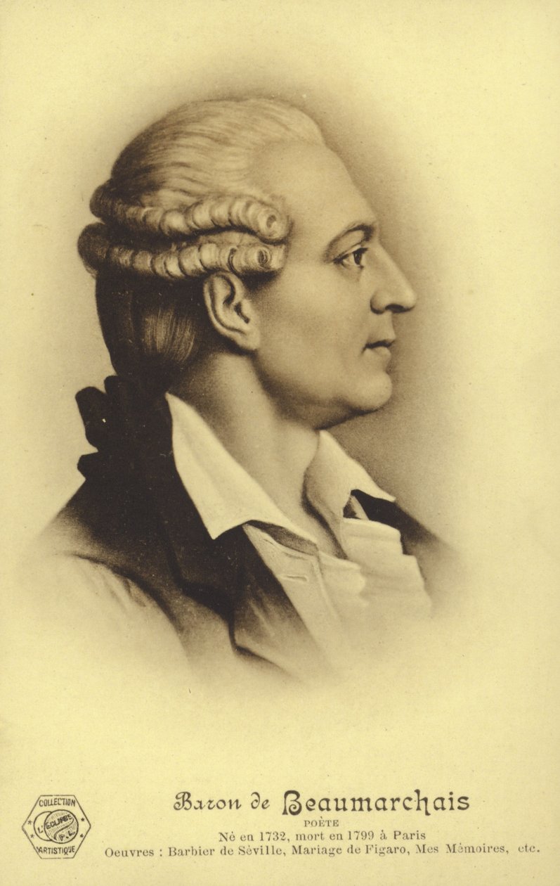 Pierre Beaumarchais (1732-1799), francuski dramaturg (litografia) autorstwa French School