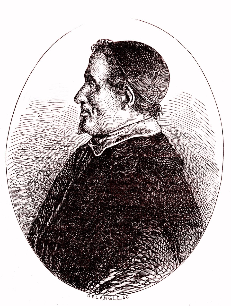 Pierre Gassendi, francuski matematyk, astronom, filozof, teolog. 1865 (grawerowanie) autorstwa French School