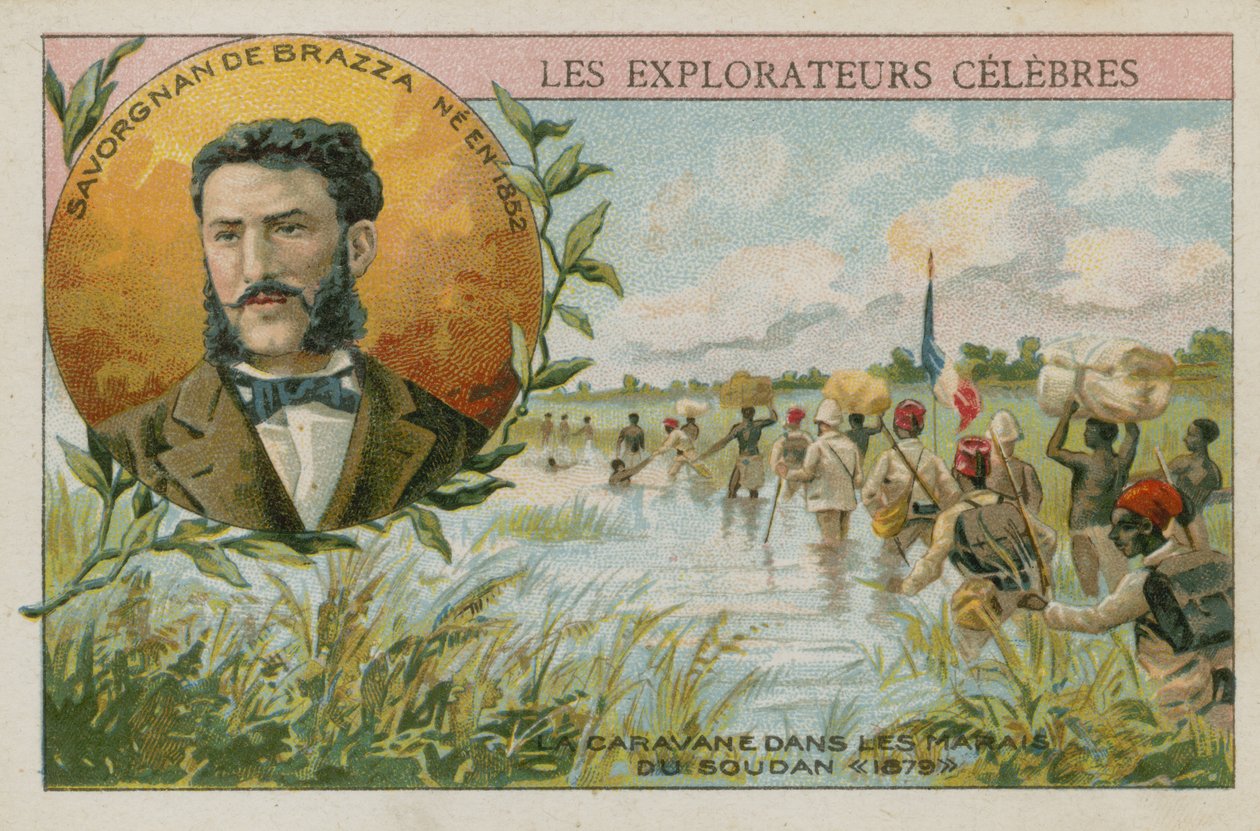 Pierre Savorgnan de Brazza, urodzony we Włoszech francuski odkrywca (chromolit) autorstwa French School