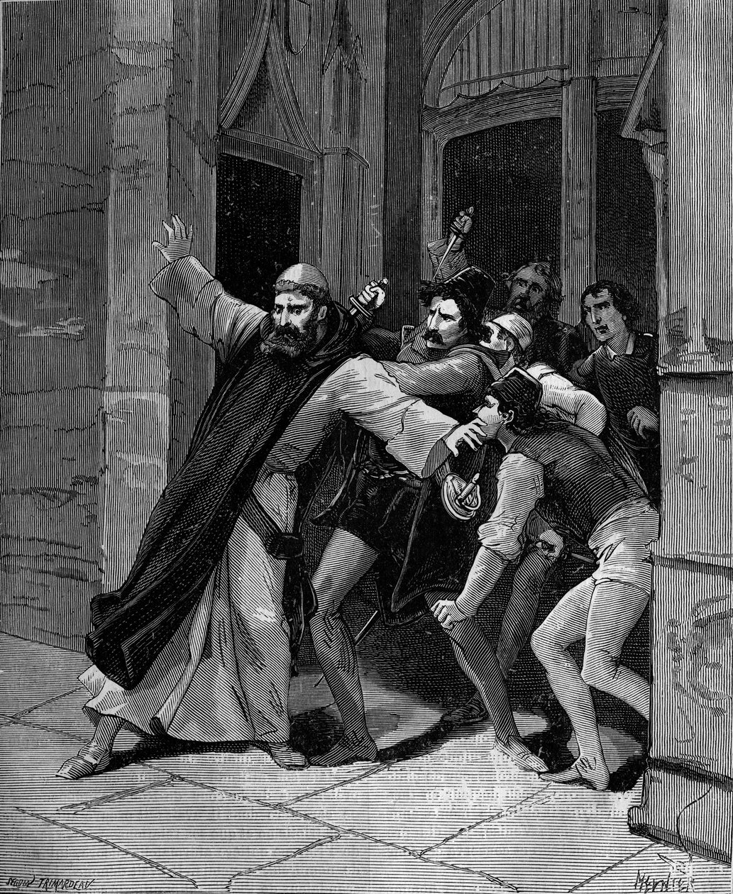 Pietro Paolo Sarpi, znany jako Fra Paolo, z Zakonu Służebnic Maryi (1552-1623) Wenecki historyk ranny przez zamachowców 5 października 1607 w Wenecji. autorstwa French School