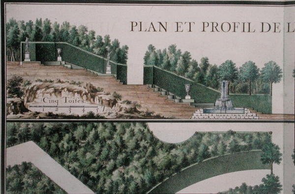 Plan i przekrój gaju, z „Ogrody w Marly”, początek XVIII wieku (akwarela na papierze) (szczegół) (patrz 163976) autorstwa French School