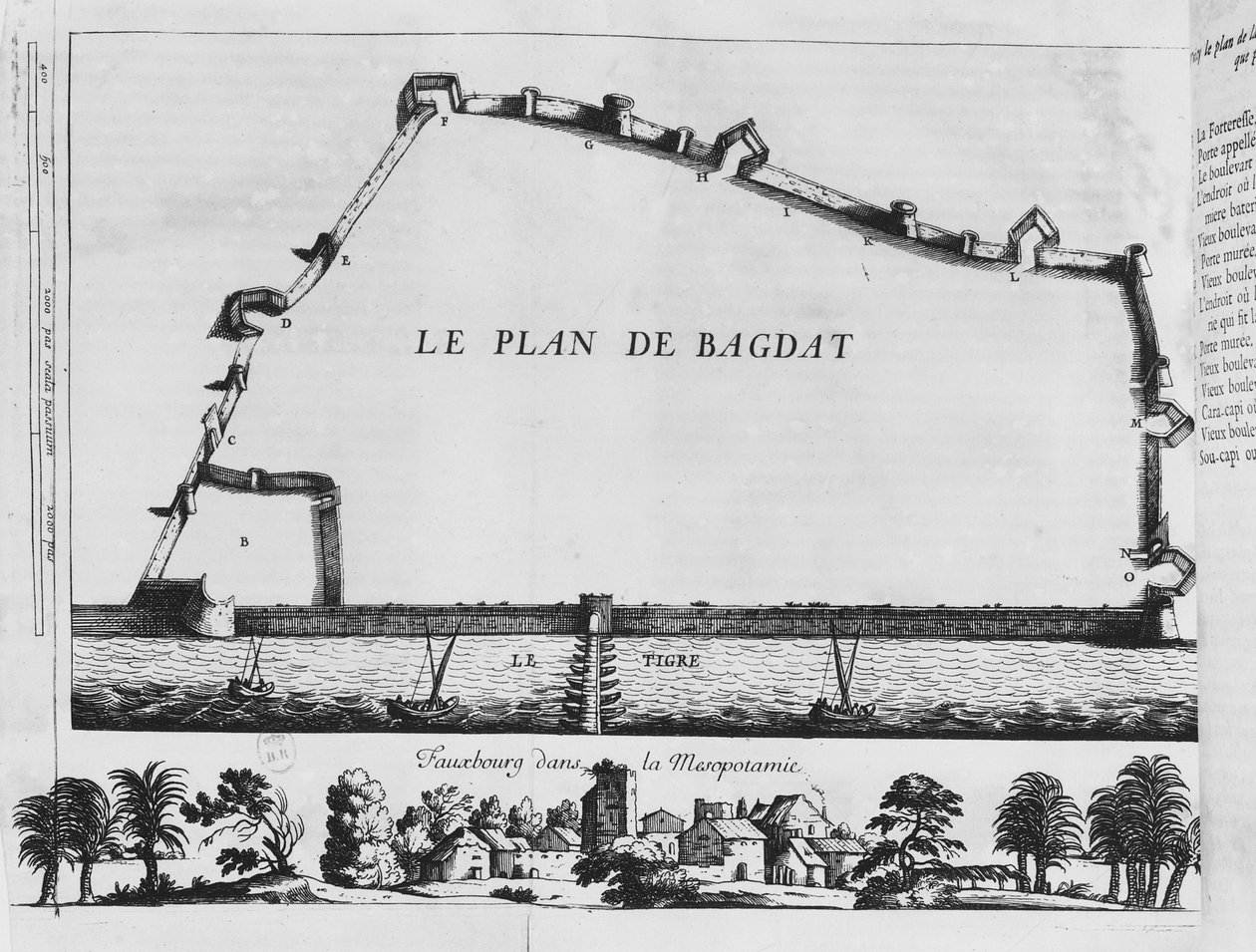 Mapa Bagdadu, z Sześciu Podróży J.B. Taverniera, 1676 autorstwa French School