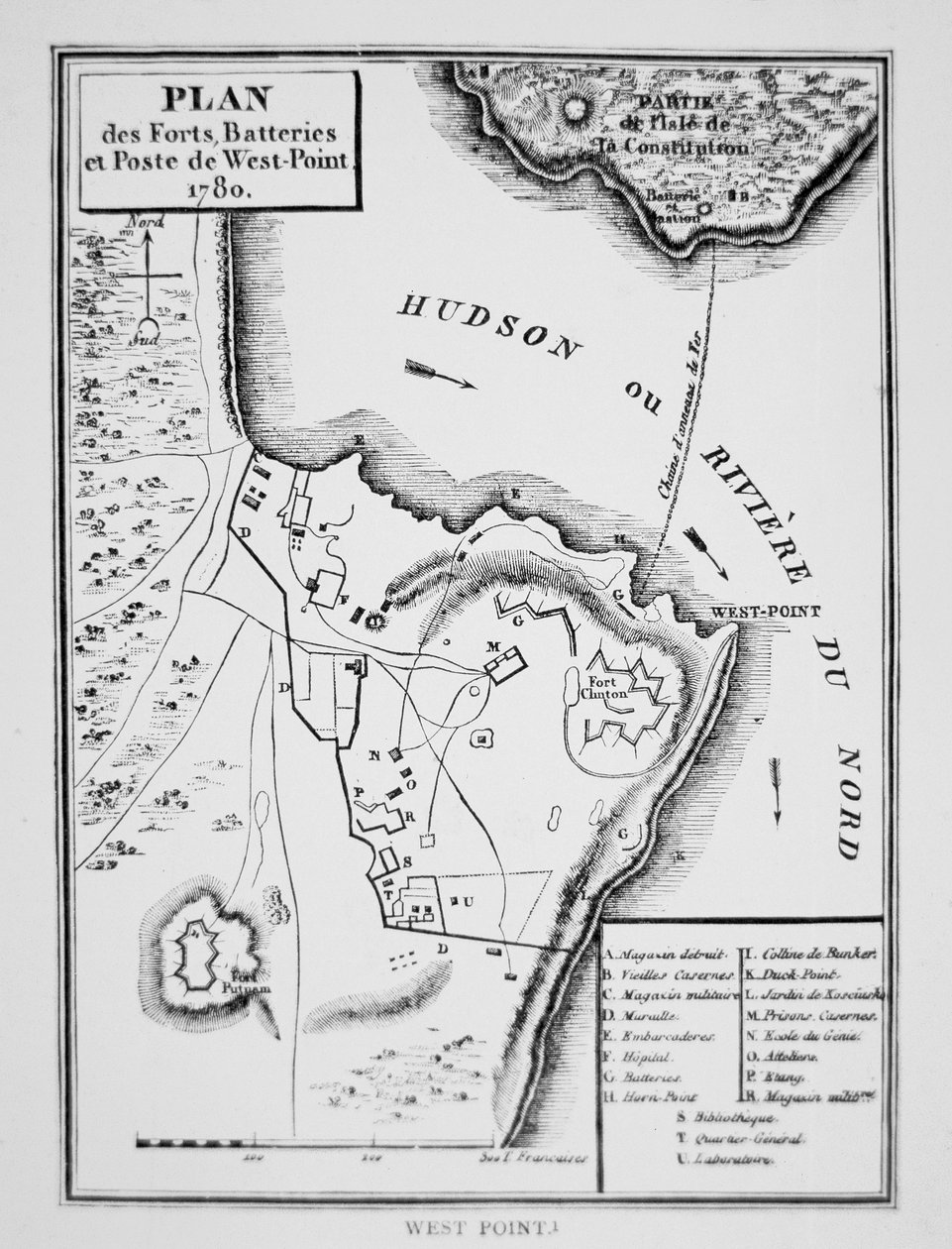 Plan West Point, kluczowego fortu, który Benedict Arnold planował dostarczyć Brytyjczykom podczas wojny o niepodległość (lito) autorstwa French School