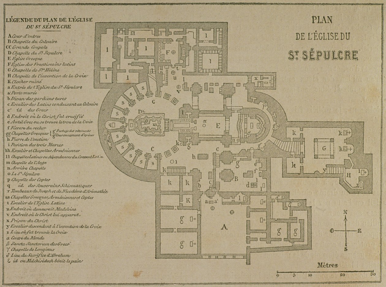 Plan kościoła Grobu Świętego w Jerozolimie autorstwa French School