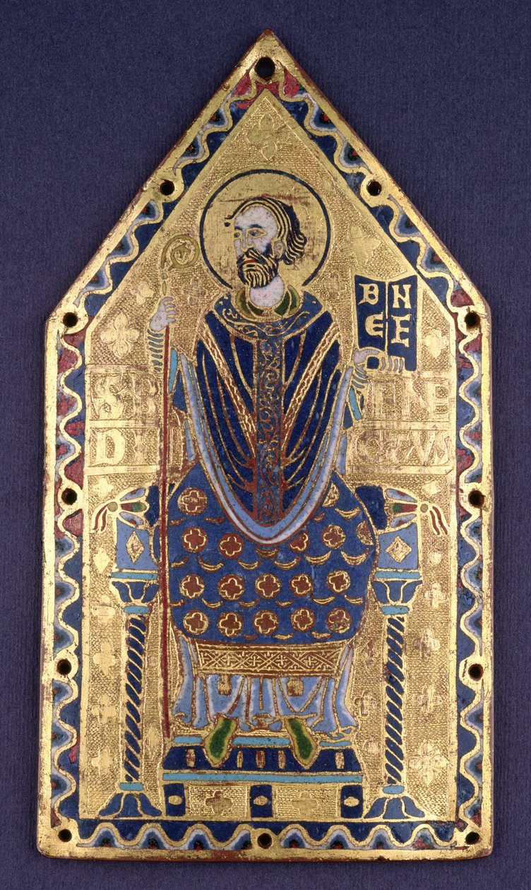 Tablica z wizerunkiem św. Benedykta (emalia i miedź) autorstwa French School