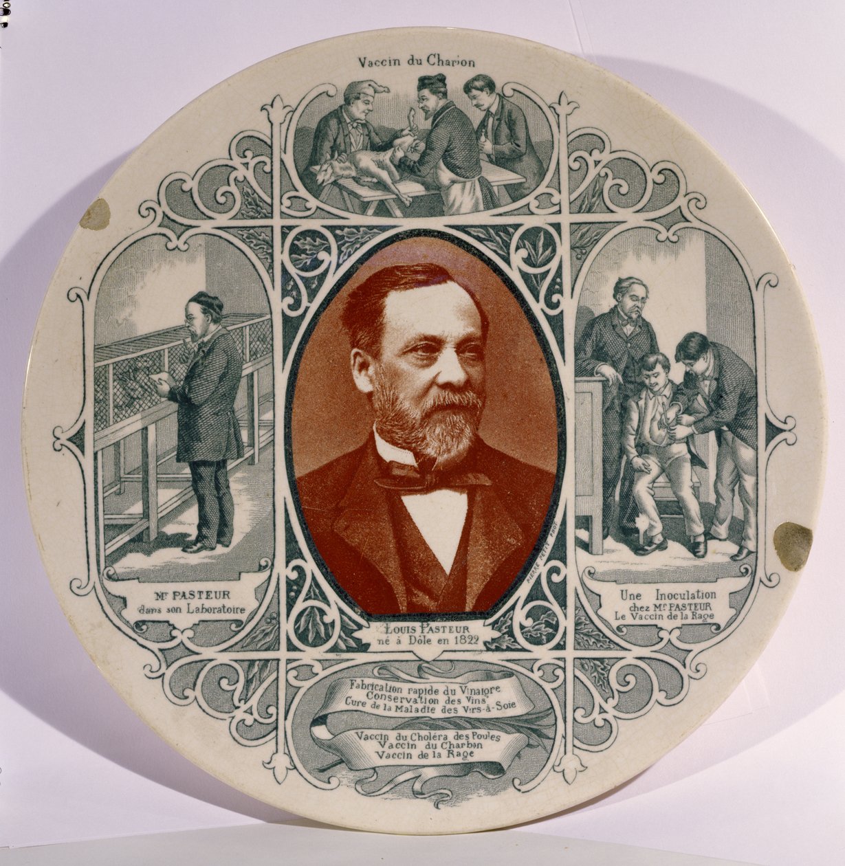 Talerz z fotografią Ludwika Pasteura (1822-95) autorstwa Pierre