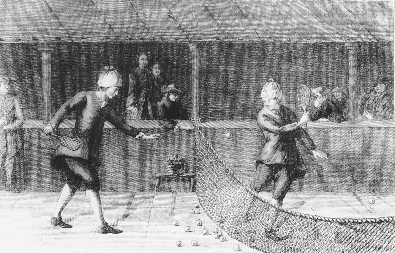 Gra w Jeu de Paume w Paryżu (grafika) autorstwa French School