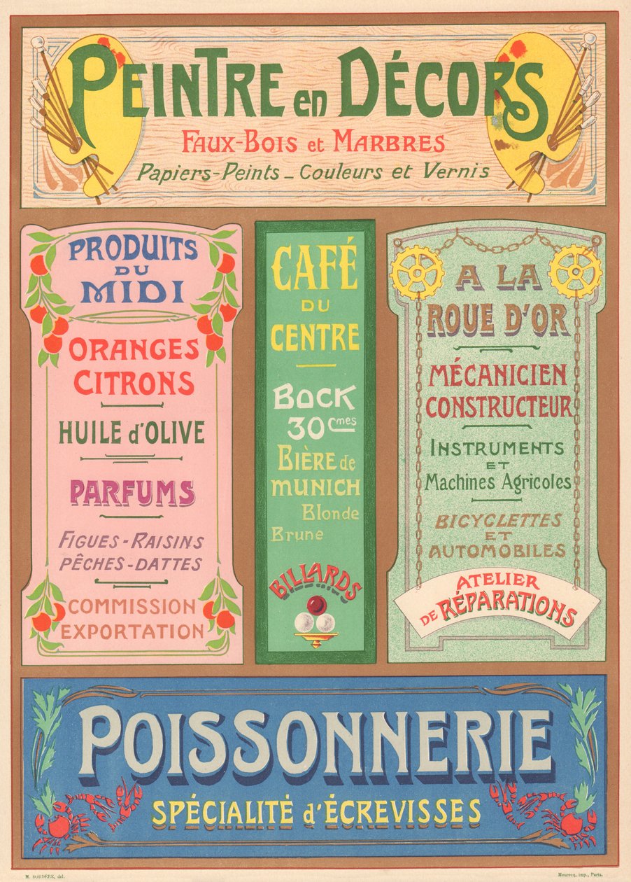 Plche nr 23: Modele oznakowania dla malarza listów w stylu Art Nouveau (Malarz w zestawach). autorstwa French School