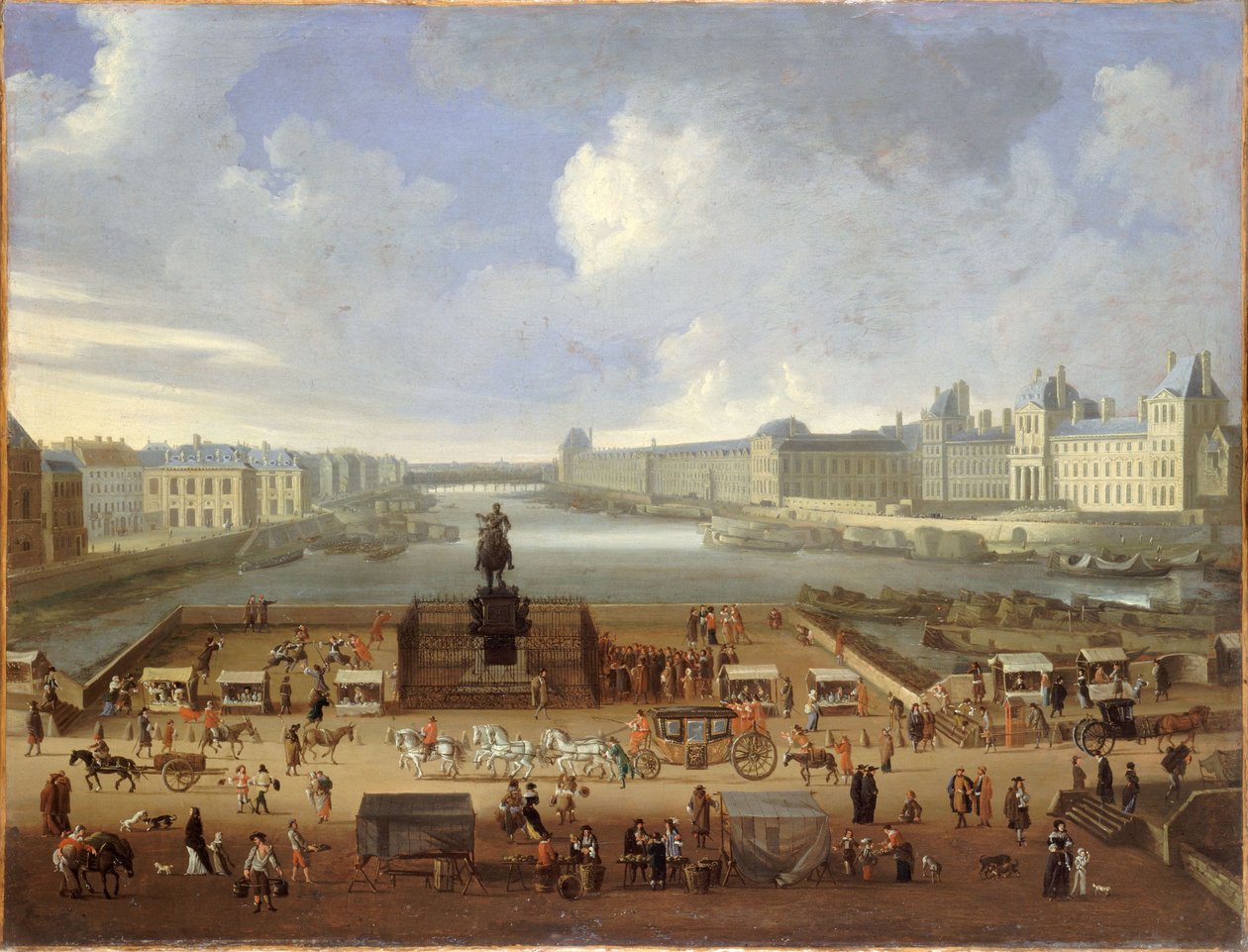 Pont Neuf i Luwr, ok. 1669 (olej na płótnie) autorstwa French School