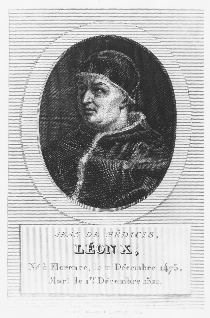 Papież Leon X, Giovanni di Lorenzo de Medici (rycina) autorstwa French School