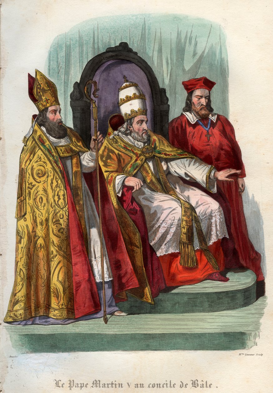 Papież Marcin V (1368-1431) na soborze w Bazylei (Concile de Bale) w 1431 autorstwa French School