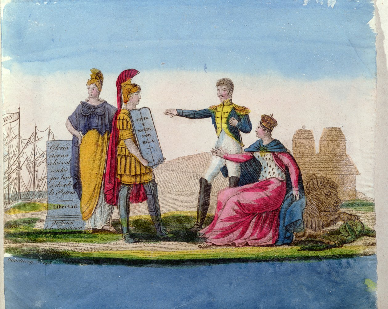 Popular Imagery na cześć Bolivara, ok. 1820-30 (kolorowe grawerowanie) autorstwa French School