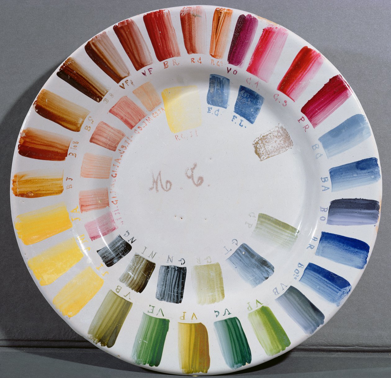 Tabliczka producentów porcelany z wzornikiem kolorów (porcelana) autorstwa French School