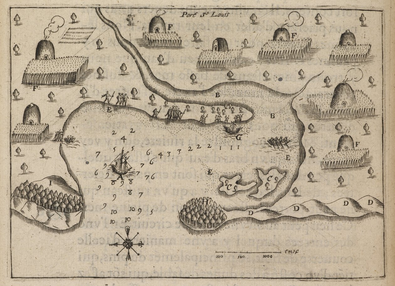 Port St. Louis, „Les Voyages du Sieur de Champlain…” Samuel de Champlain autorstwa French School