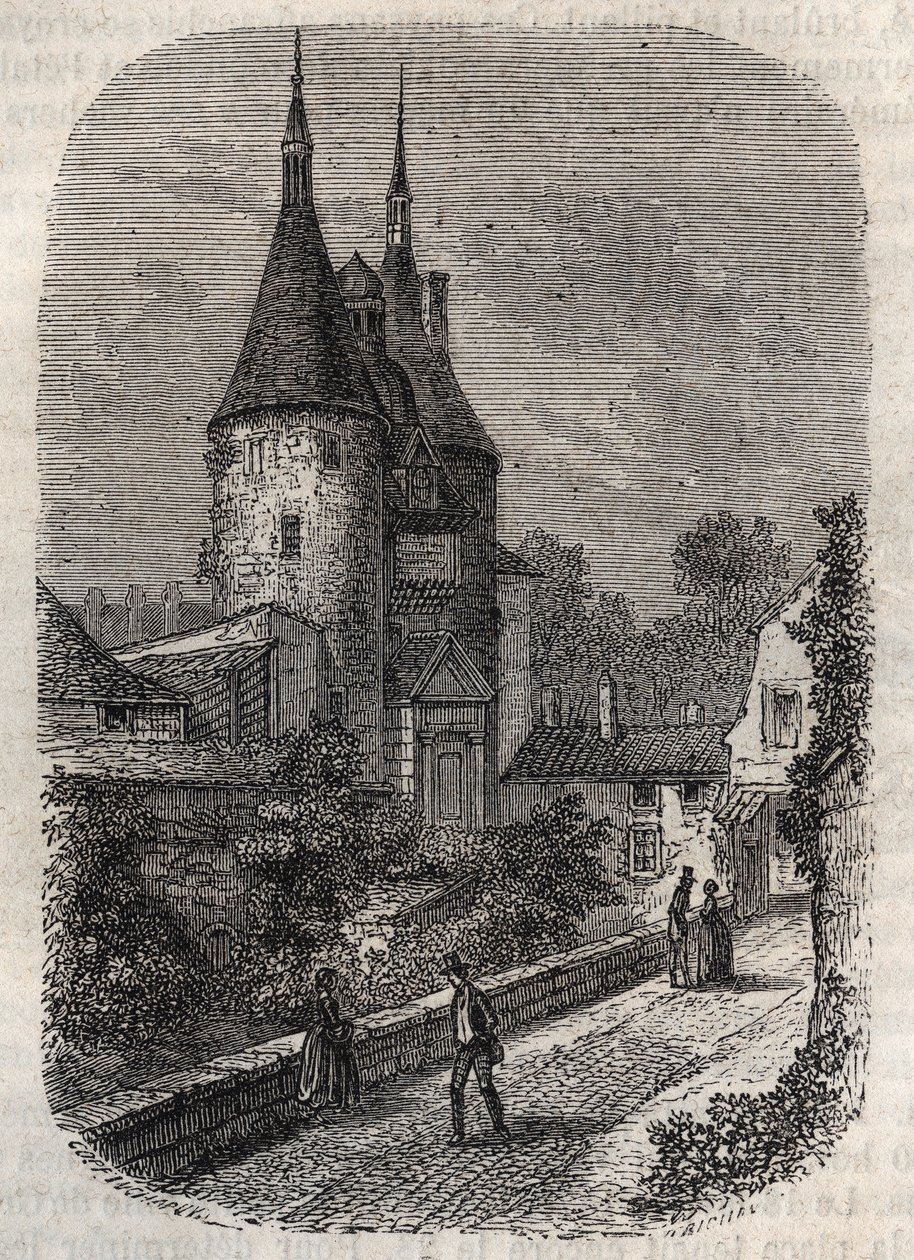 Porte de la Craffe a Nancy ślad średniowiecznych fortyfikacji, eryge w XIV wieku na północ od starego miasta - rycina w „Histoire de France” autorstwa Victora Duruy autorstwa French School