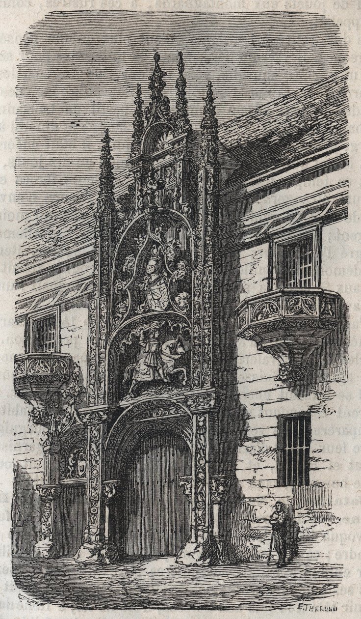 Drzwi Pałacu Książęcego Nancy (Pałac Książąt Lotaryngii) (1502-1512) - grawerowanie w „Histoire de France” Victora Duruy (1811-1894) - 1882 autorstwa French School