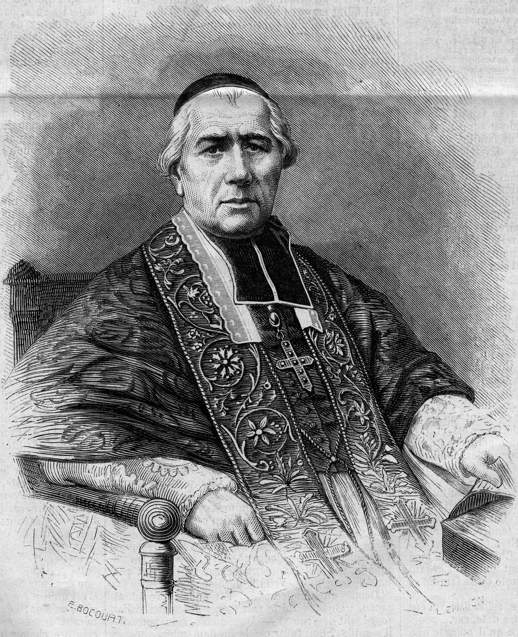 Portret Francois Nicolas Madeleine Morlot (1795-1862), arcybiskup Paryża. Grawer w „Le Monde Illustre” nr 299 z 3 stycznia 1863 r. autorstwa French School
