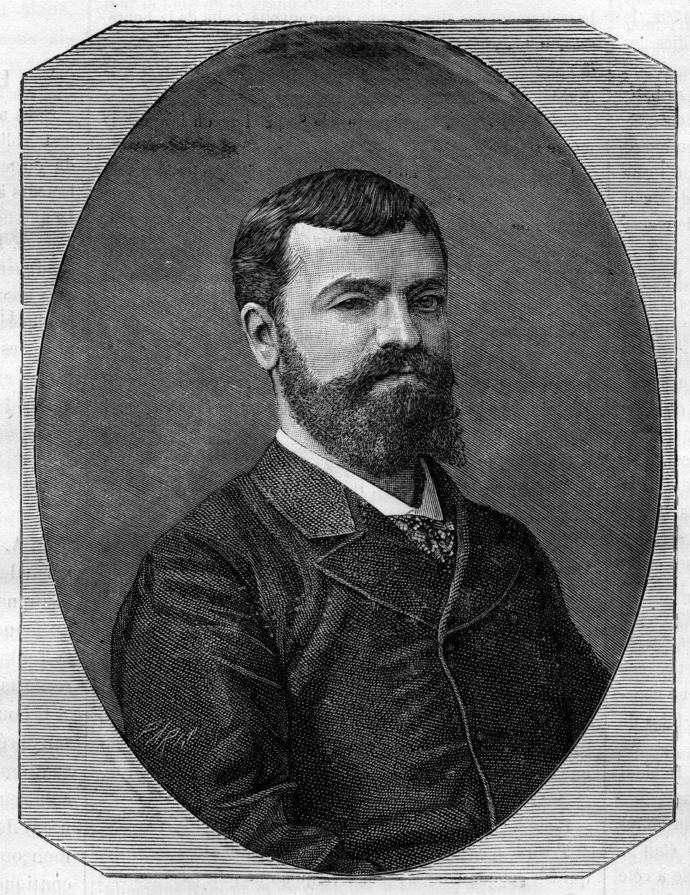Portret Henri-Paula (Henri Paul) Nenota (1853-1934), francuskiego architekta, który zaprojektował Nową Sorbonę w Paryżu. Grawerowanie w ""Wspaniałym Świecie"" autorstwa French School