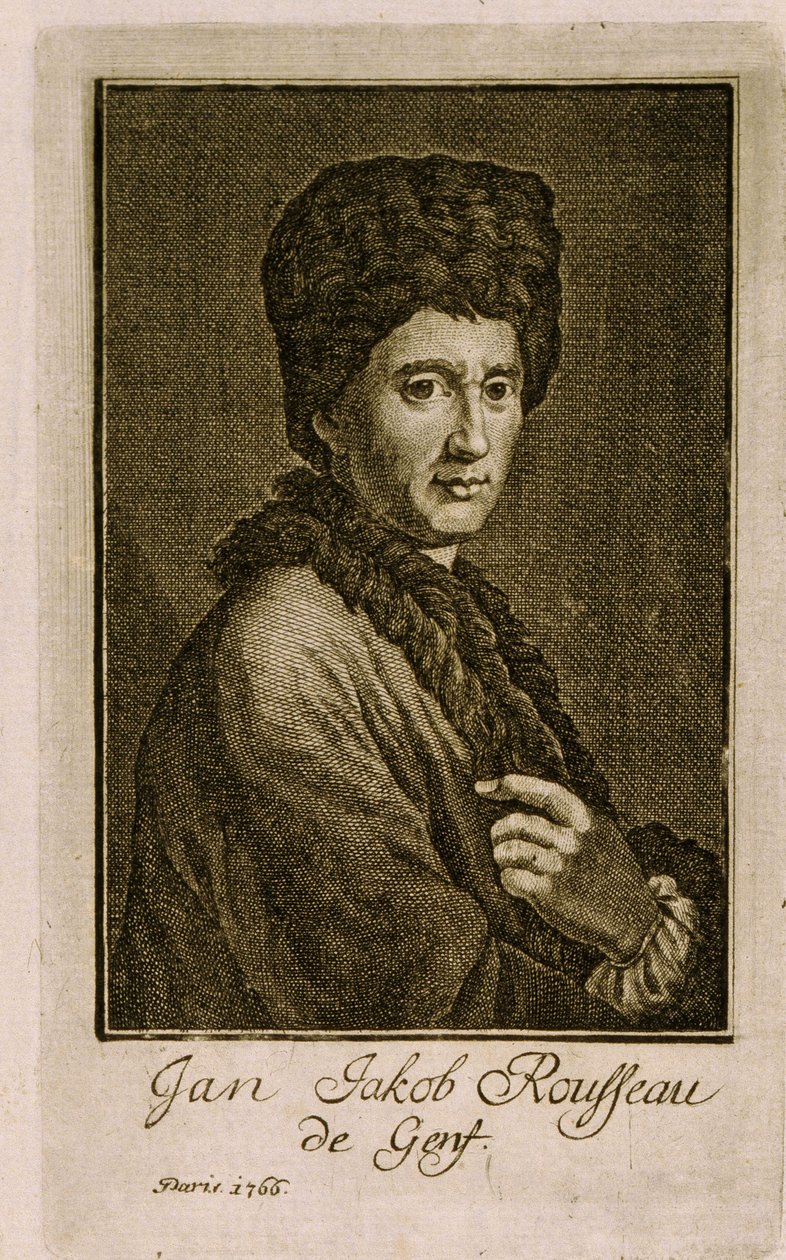 Portret Jeana Jacquesa Rousseau (1712-1778). Praca anonimowa, rycina 1766. Sztuka francuska autorstwa French School