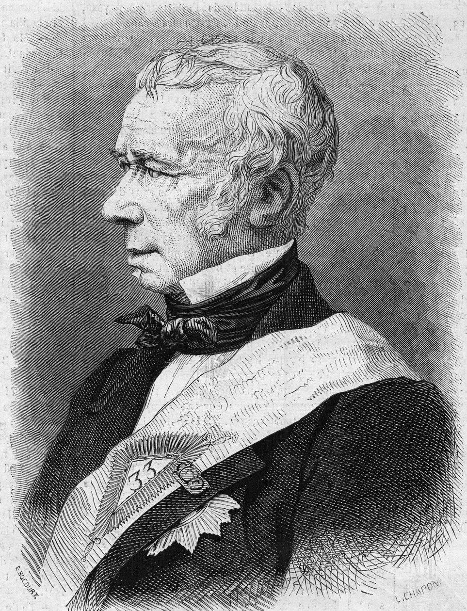 Portret Jeana Ponsa Guillaume Viennet (1777-1868), francuskiego polityka, poety i dramaturga, członka Academie Francaise. Grawer w „Le Monde Illustre” nr 586 z 4 lipca 1868 r. autorstwa French School