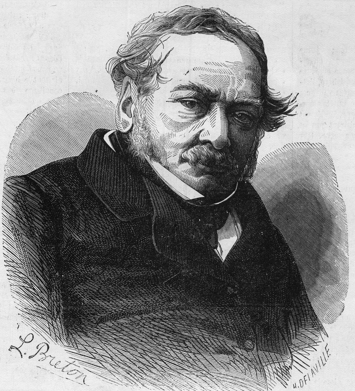 Portret Paula de Kocka (1793-1871), francuskiego powieściopisarza i dramaturga. Grawer w „Le Monde Illustre” nr 601 z 17 października 1868 r. autorstwa French School