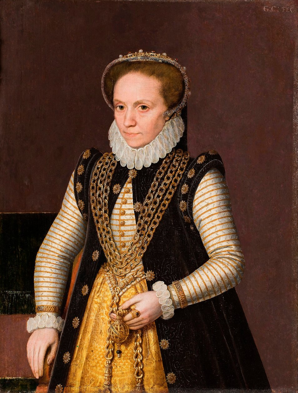 ""Portret anonimowej francuskiej szlachcianki"" (Portret nieznanej francuskiej szlachcianki) Obraz ze szkoły francuskiej 1560 - Olej na desce wym. 35x27 cm Hallwylska Museet, Sztokholm autorstwa French School