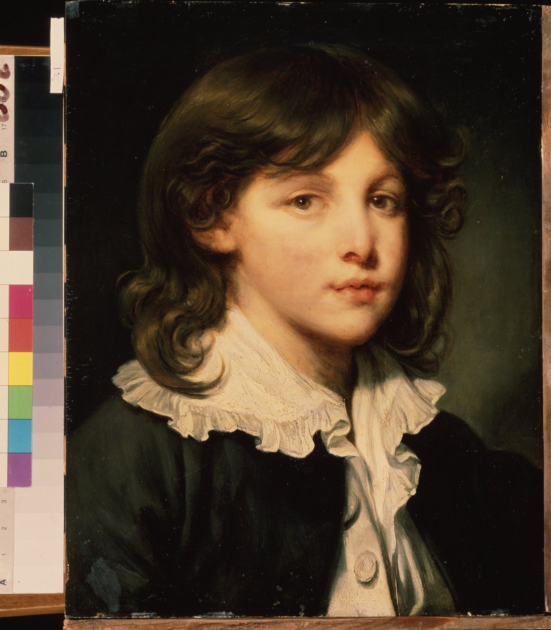 ""Portret chłopca"" (Portret chłopca) Młoda nastolatka z długimi włosami. Francuskie malarstwo szkolne. Muzeum Puszkina z końca XVIII wieku, Moskwa autorstwa French School
