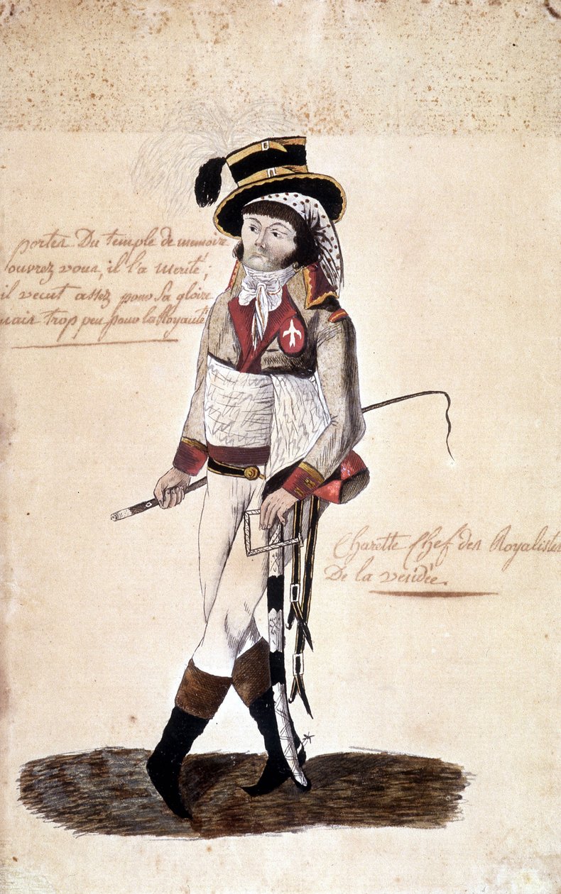 Pełnowymiarowy portret Francois Athanase (Francois-Athanase) de Charette de la Contrie (1763-1796), rojalistycznego przywódcy Wandei - Dobrée Museum, Nantes autorstwa French School