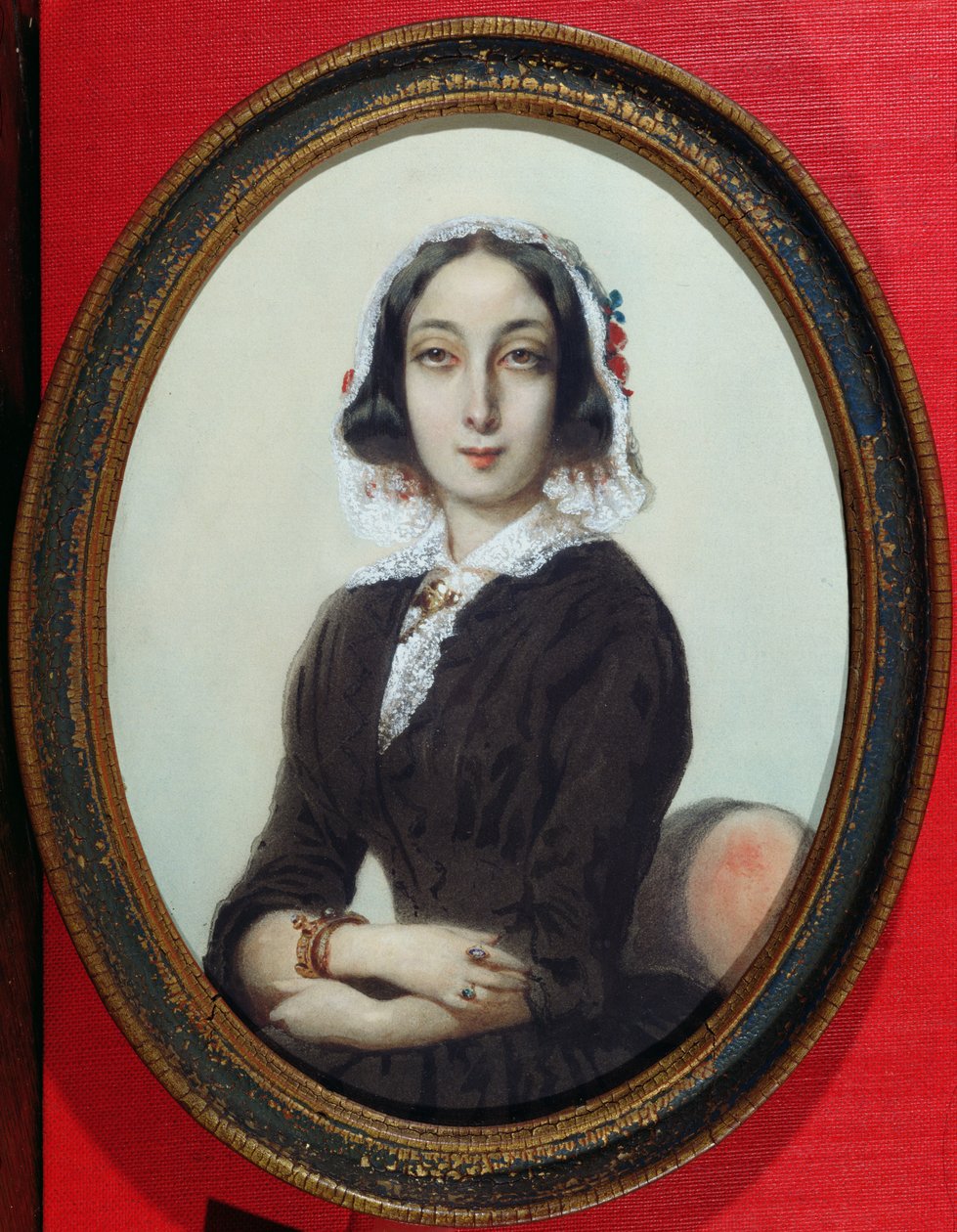 Miniatura portretowa George Sand (1804-76) ok. 1840 autorstwa French School