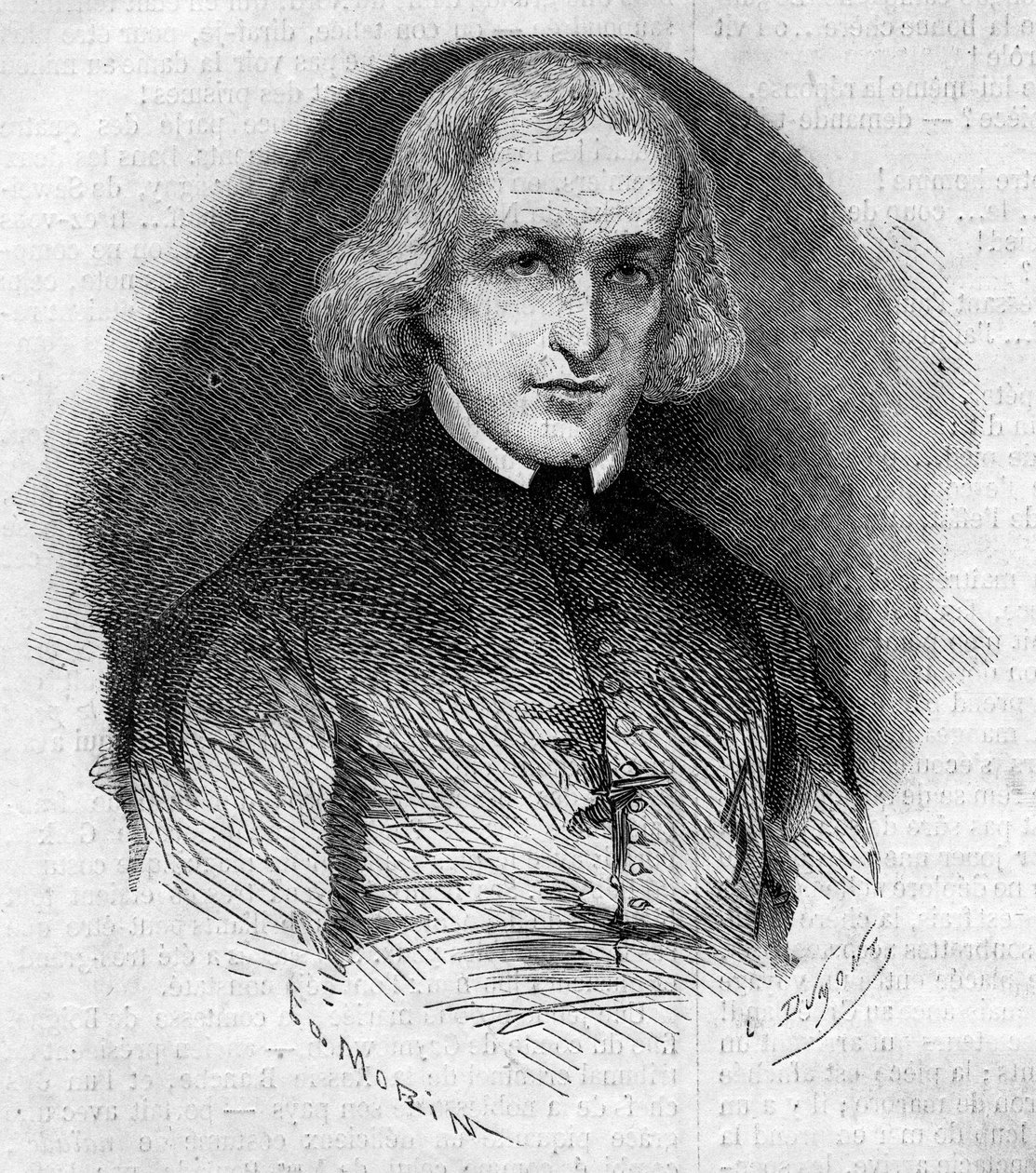 Portret opactwa Charlesa Eleonore Dufriche Desgenettes (1780-1860), parafii kościoła Notre Dame des Victoires w Paryżu. Grawer w „Le Monde Illustré” nr 160 z 5 maja 1860 r. autorstwa French School