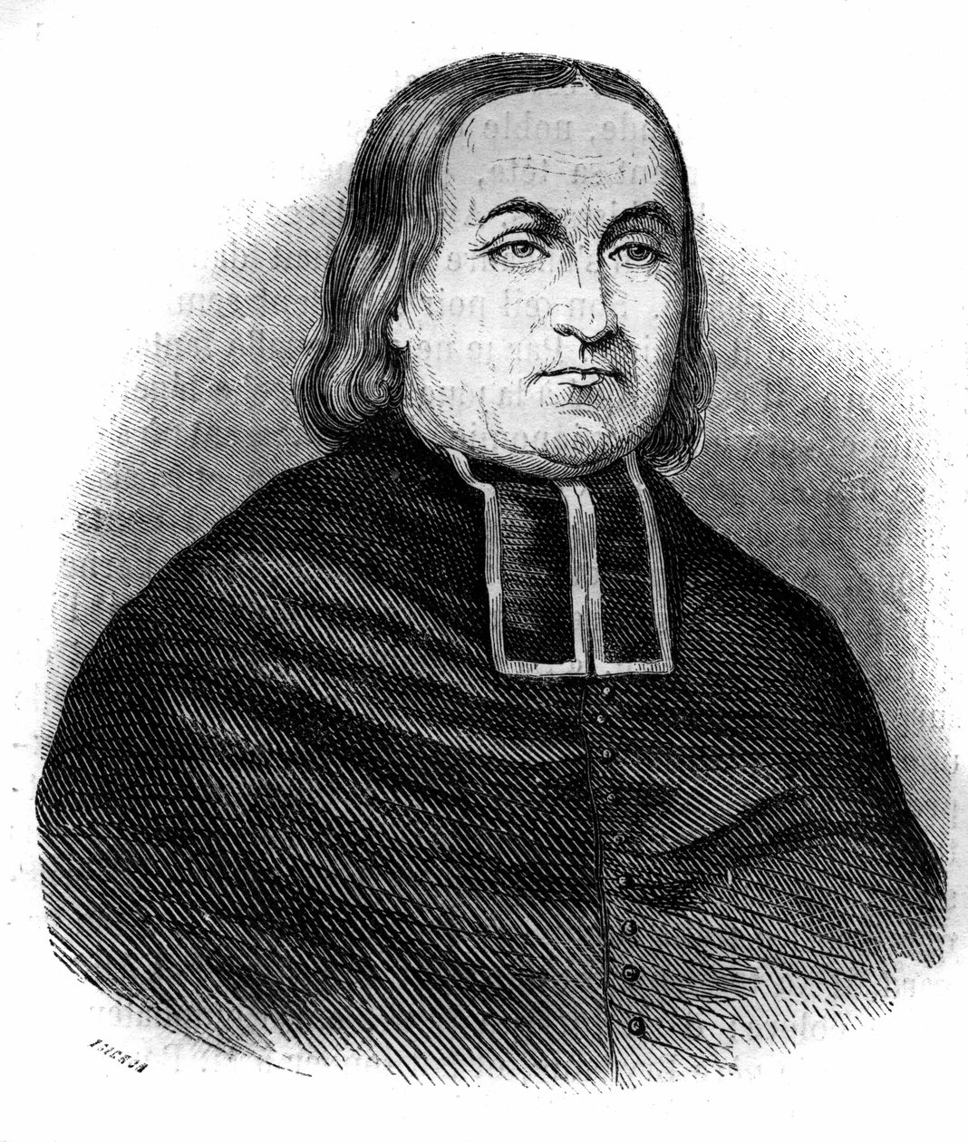 Portret opactwa Theodore Combalot (1798-1873), francuskiego duchownego, założyciela Kongresu „Zakonnika Wniebowzięcia NMP”. Grawerowanie z 1852 roku. autorstwa French School