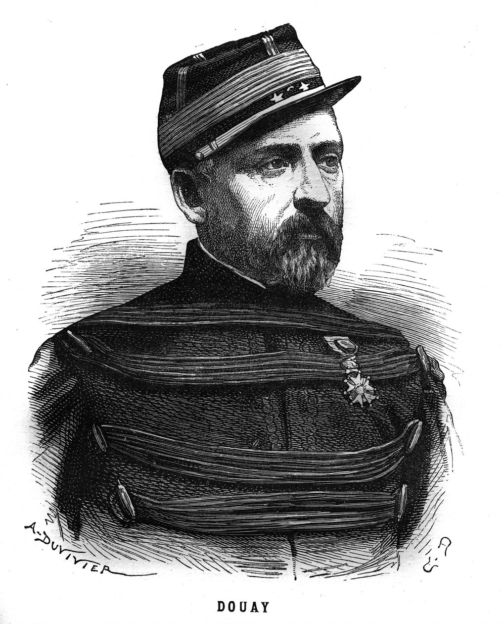 Portret Abla Douay (1809-1870), francuskiego generała. Grawer w „Les Illustrations De L