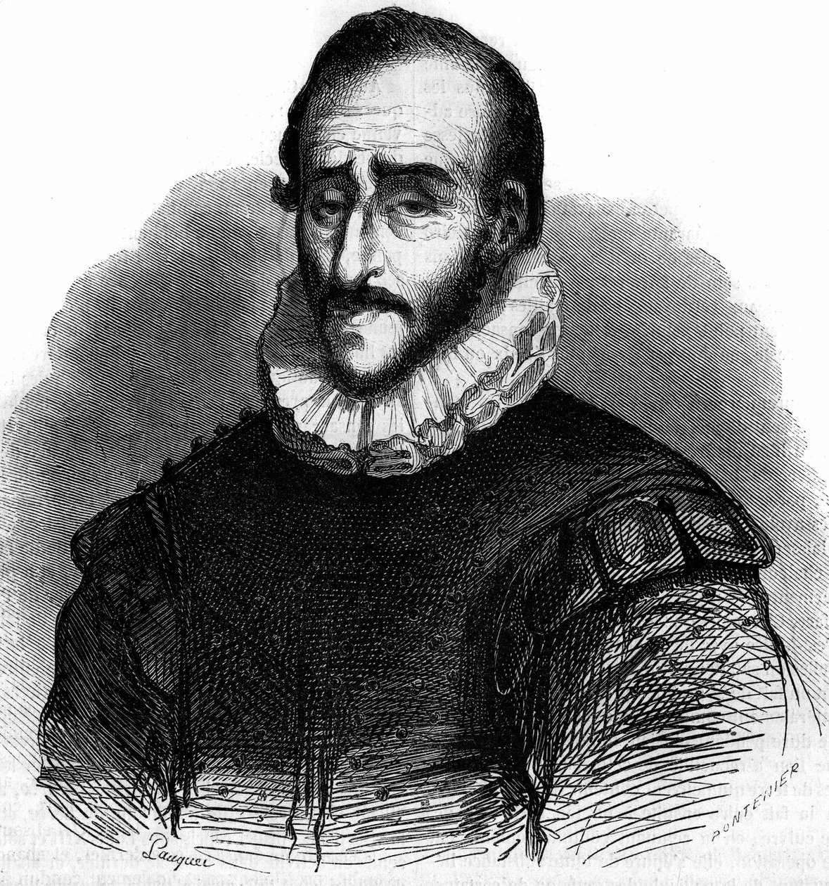 Portret Adama de Craponne (1526-1576), francuskiego inżyniera. Grawerowanie w „”Malowniczym sklepie”” autorstwa French School