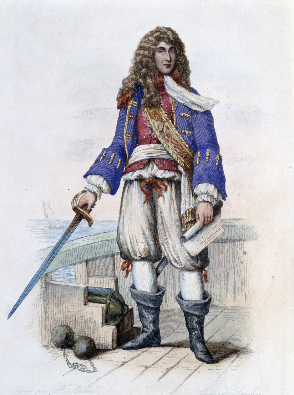 Portret admirała Anne Hilarion de Costentin (Cotentin), hrabiego Tourville (1642-1701) - w „Le Plutarque francais”, autorstwa Mennechet, Paryż autorstwa French School