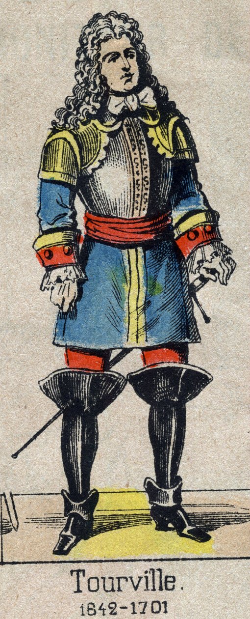 Portret admirała Anne Hilarion z Costentin (Cotentin), hrabiego Tourville (1642-1701). Wizerunek Epinal z końca XIX wieku. autorstwa French School