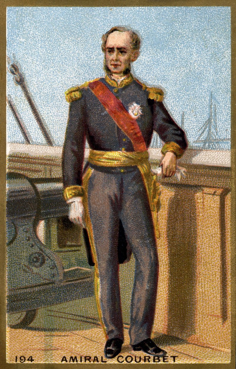 Portret admirała Courbeta (1827-1885). Chromolitografia z końca XIX wieku. autorstwa French School